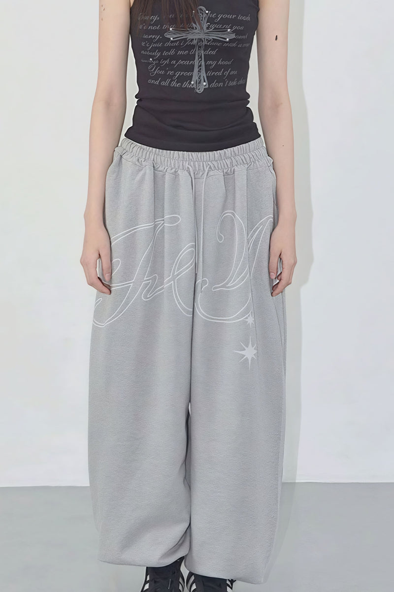 Vintage Hip Hop Graphic Baggy Straight Pants