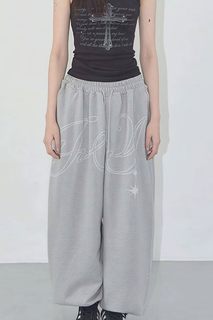 Vintage Hip Hop Graphic Baggy Straight Pants