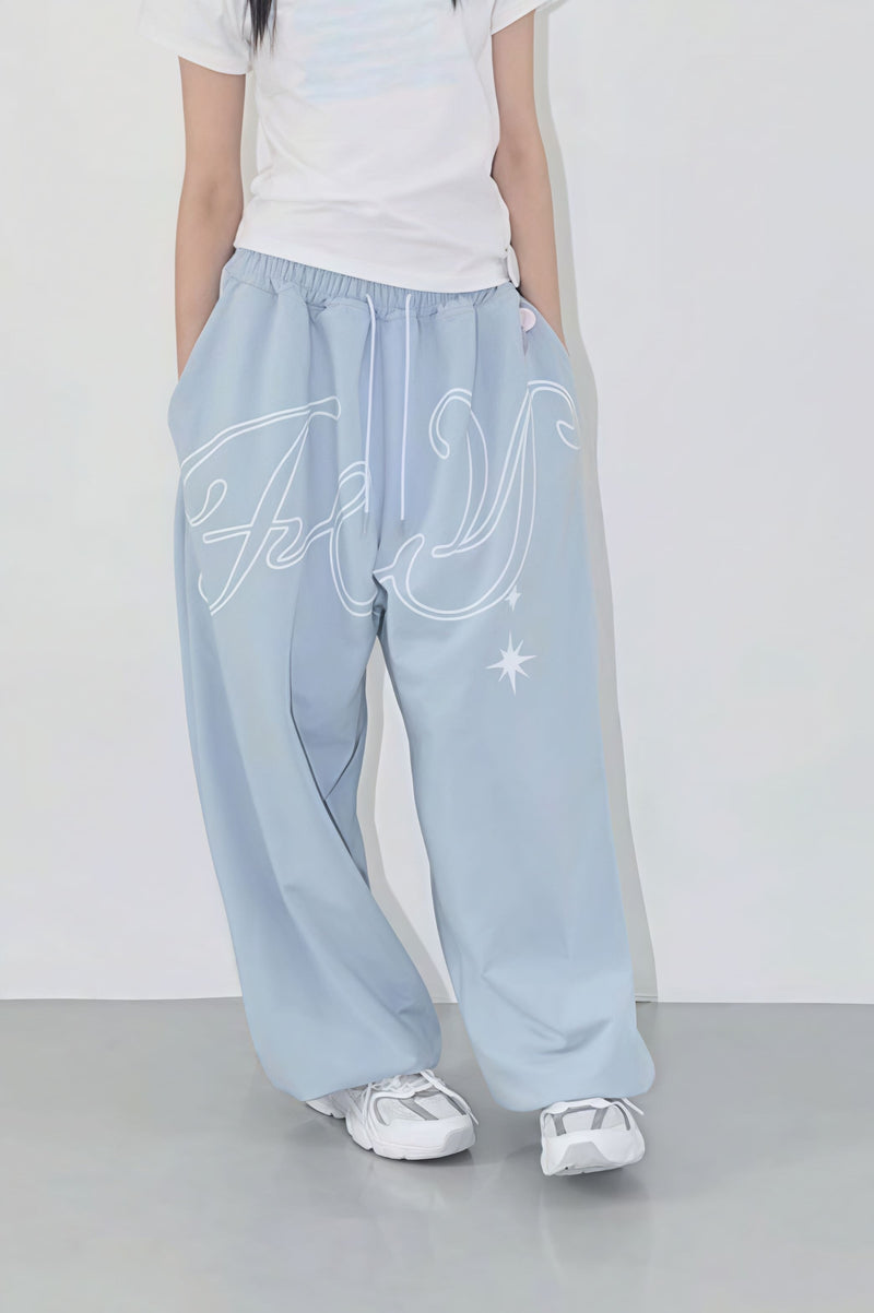 Vintage Hip Hop Graphic Baggy Straight Pants