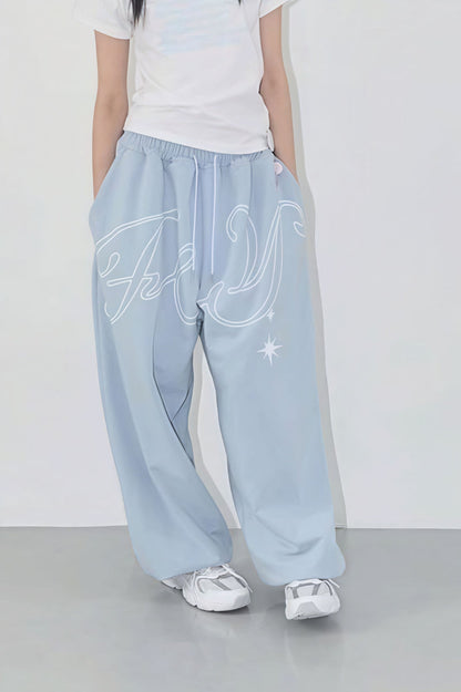 Vintage Hip Hop Graphic Baggy Straight Pants