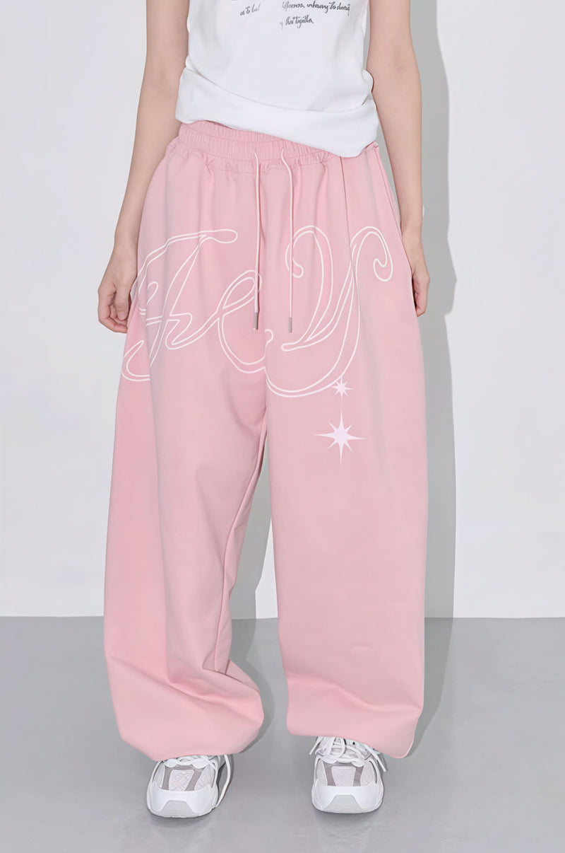 Vintage Hip Hop Graphic Baggy Straight Pants