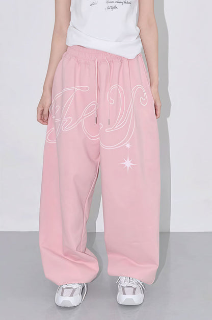 Vintage Hip Hop Graphic Baggy Straight Pants