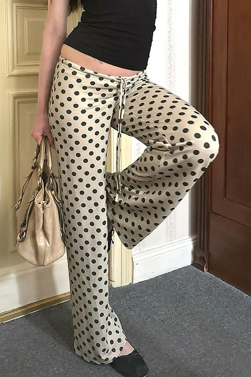Vintage Polka Dot Flared Loose Casual Pants