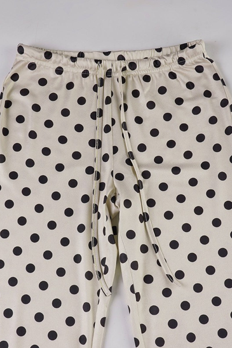 Vintage Polka Dot Flared Loose Casual Pants