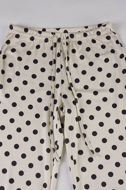 Vintage Polka Dot Flared Loose Casual Pants