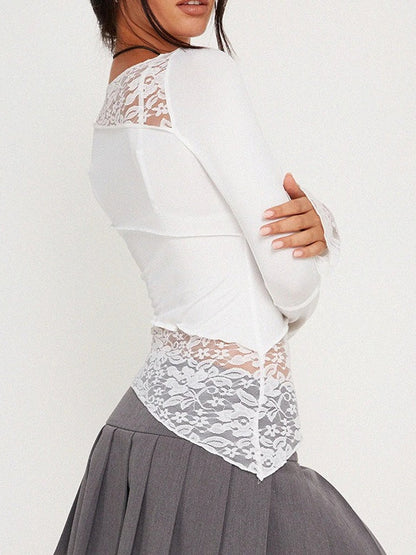 Vintage Slim Fit Floral Detail Long Sleeve Long Sleeve Tee