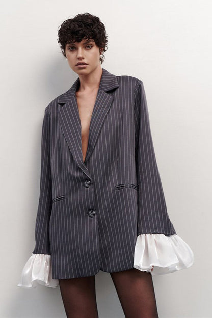 Vintage Striped Patchwork Blazer