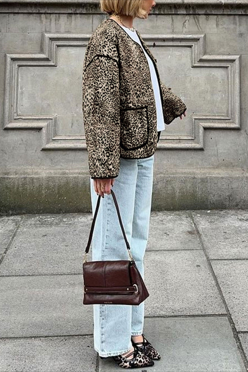 Vintage Style Animal Print Short Cardigan