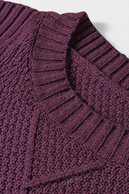 Vintage Textured Knit Midi Sweater