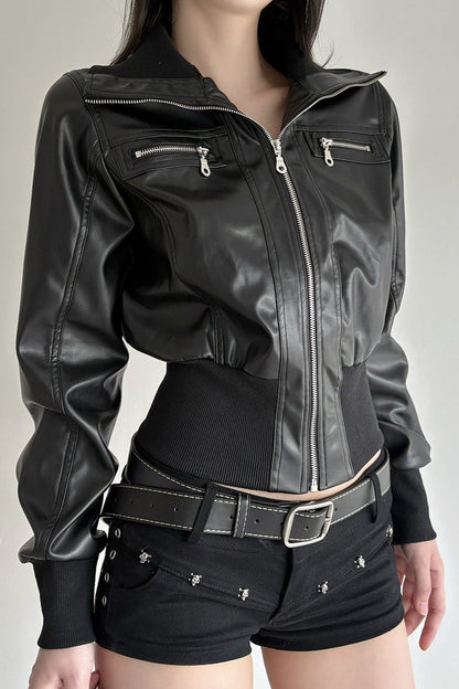Vintage Waist Cinch Leather Jacket