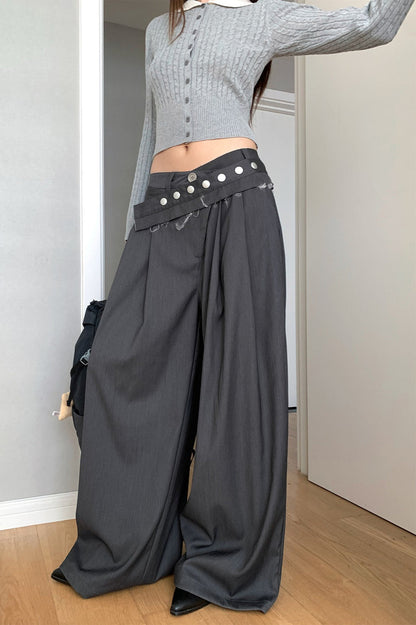 Vintage Wide-Leg Straight-Leg Pants