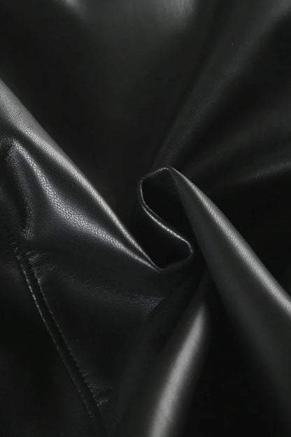 Vintage Y2K Furry Collar Leather Waist - Cinching Jacket