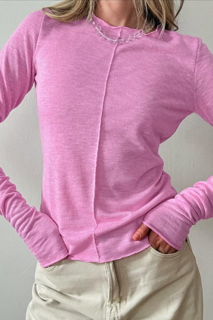 White Crew Neck Long-Sleeve Layering Knit Top