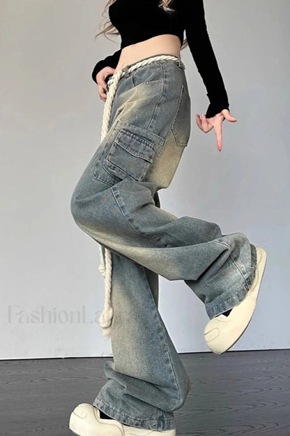 Wide Leg Patchwork Heart Jeans
