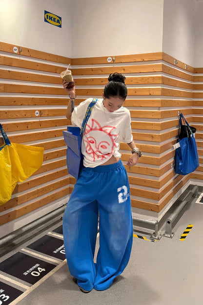 Y2K Oversized Blue Sweat Pants