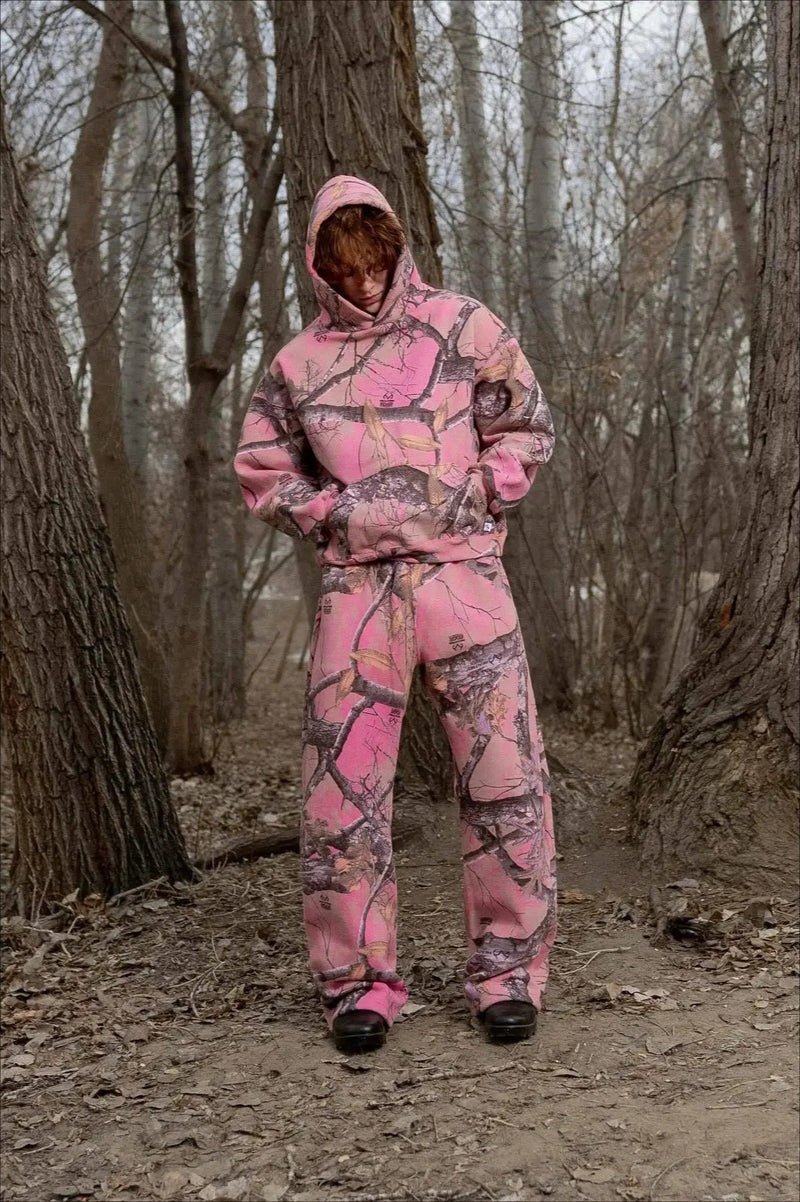 Y2K Retro Camo Print Zip Up Hoodie