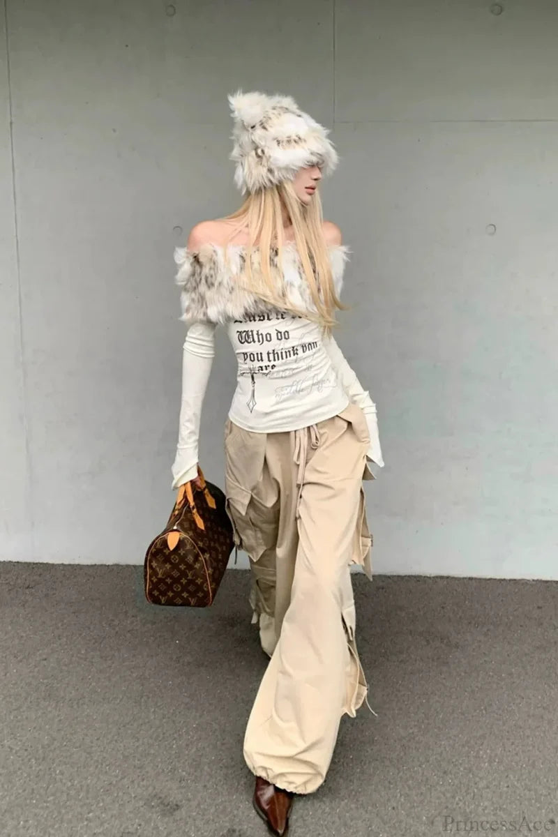 Y2K Sexy Letter Print Slim Long Sleeve Tee