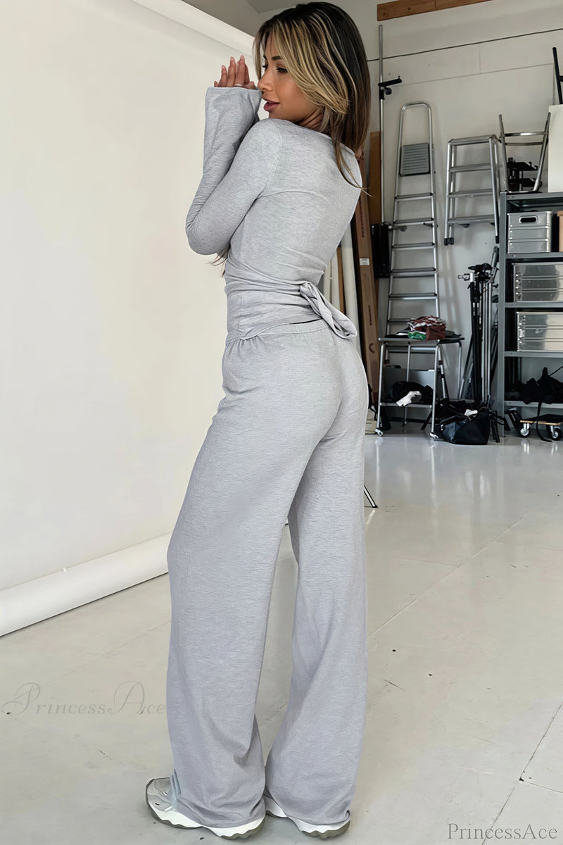Y2K Sexy V-Neck Fitted Top Casual Pants Two Piece Set