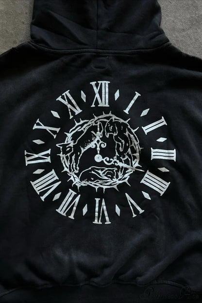 Y2K Street Dark Zip Stylish Hoodie