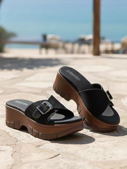 Ziva Black Wedge Heels