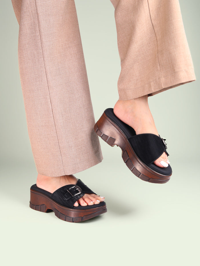 Ziva Black Wedge Heels