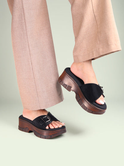 Ziva Black Wedge Heels
